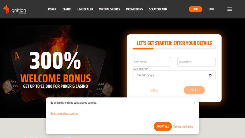Ignition casino website screenshot