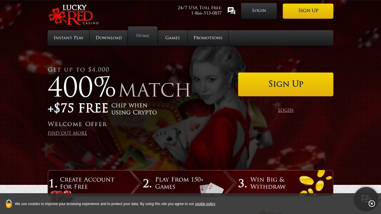 Lucky Red Casino casino website screenshot